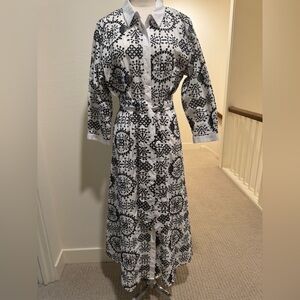 Zara Eyelet Embroidered Midi Dress